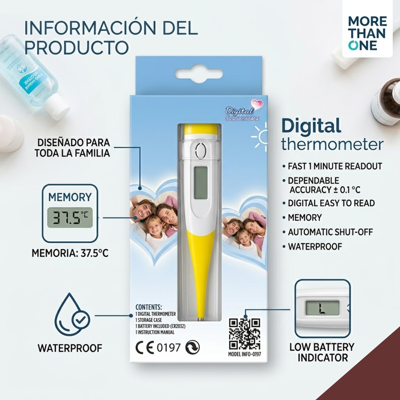TERMÓMETRO DIGITAL LCD PLÁSTICO 35-42 C BATERÍA INCLUÍDA