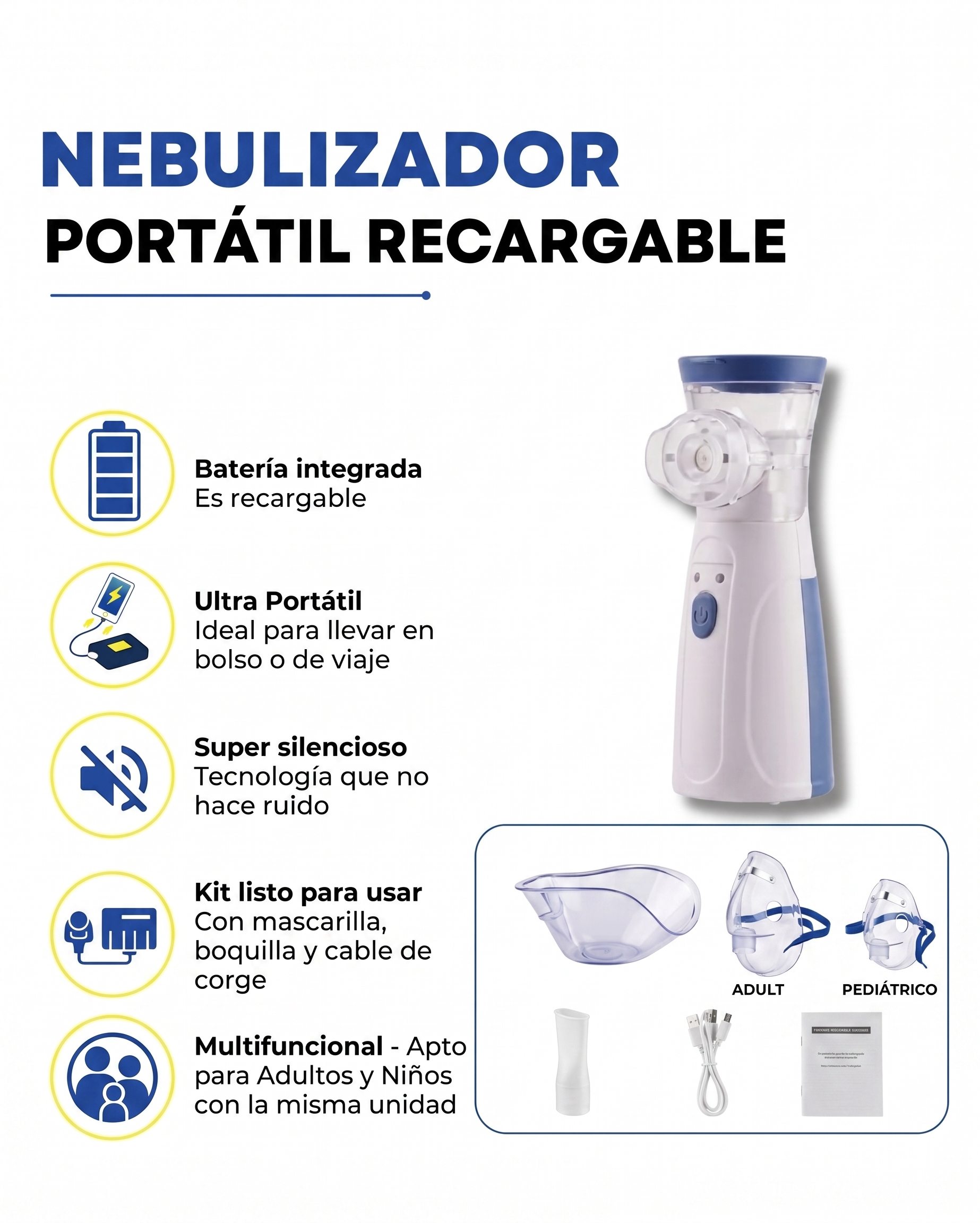 NEBULIZADOR PORTÁTIL PEDIÁTRICO Y ADULTOS