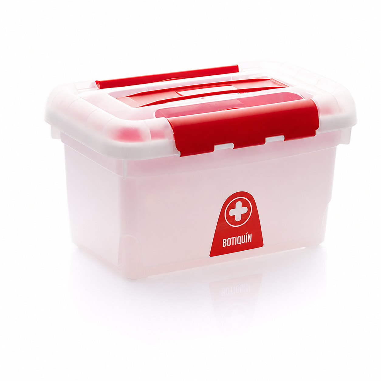 BOTIQUÍN PLÁSTICO VACÍO BLANCO CON TAPA TRANSPARENTE Y BANDEJA PARA SURTIDO 25P
