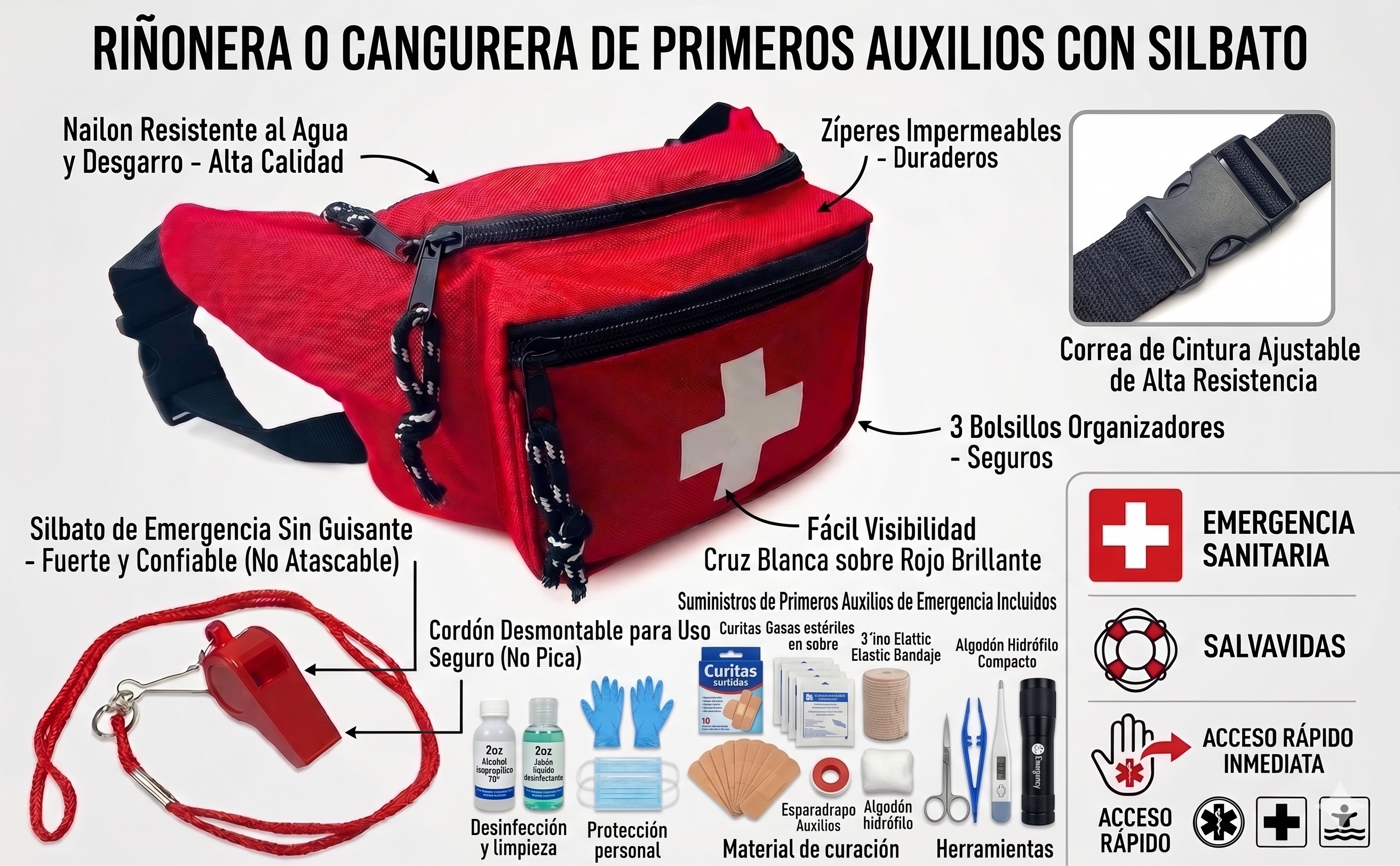 BOTIQUÍN RIÑONERA O CANGURERA SURTIDO DE PRIMEROS AUXILIOS