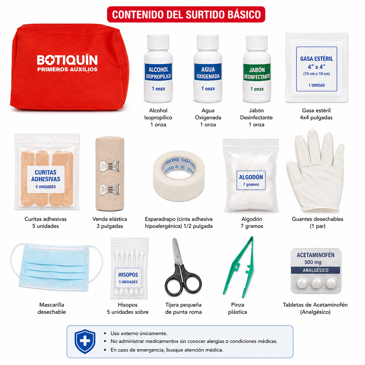 BOTIQUÍN EN TELA ROJO CON DIVISIONES INTERNAS SURTIDO