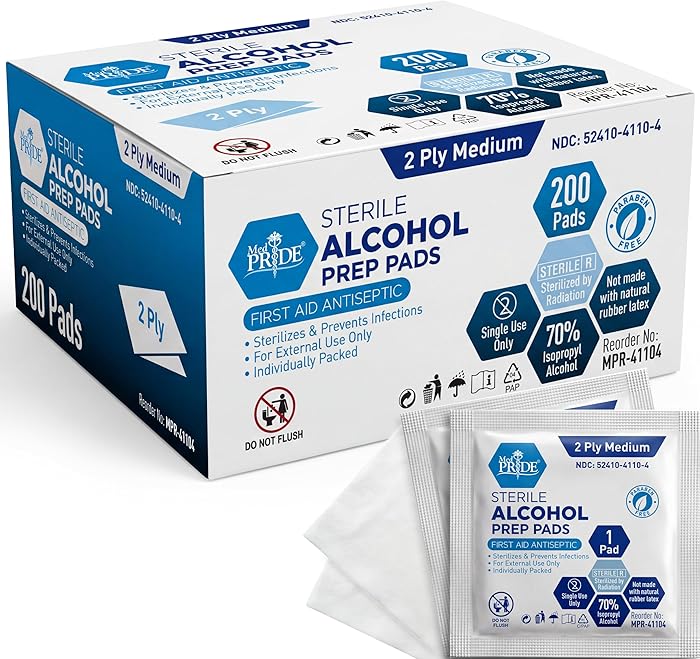 ALMOHADILLAS IMPREGNADAS DE ALCOHOL PAQUETE 50