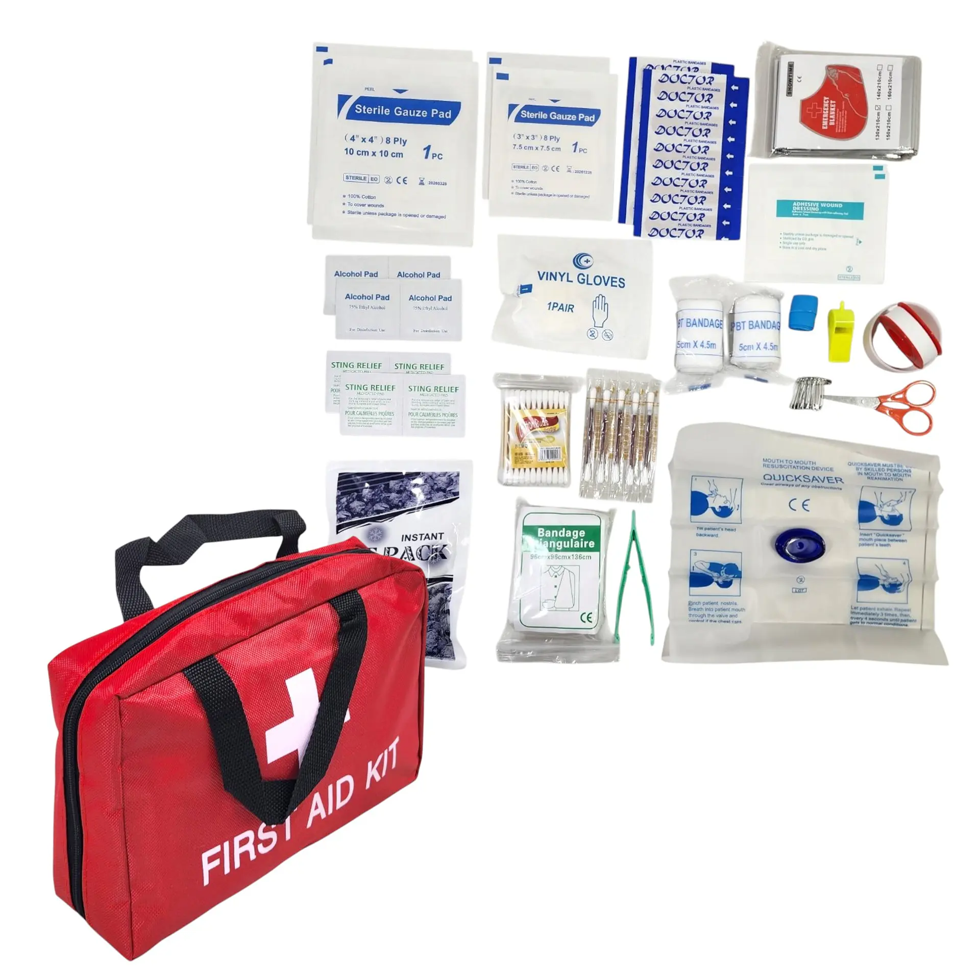 BOLSO DE PRIMEROS AUXILIOS CON INSUMOS PARA EMERGENCIA